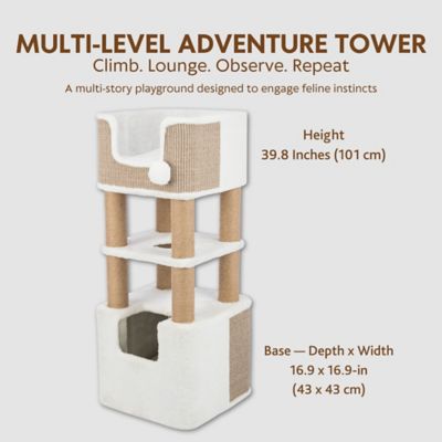 Image showing  39.8 in. Lucano Cat Tree with Condo, Scratching Posts, Removable Cushions and 2 Dangling Cat Toys
