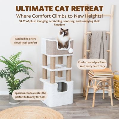 Image showing  39.8 in. Lucano Cat Tree with Condo, Scratching Posts, Removable Cushions and 2 Dangling Cat Toys