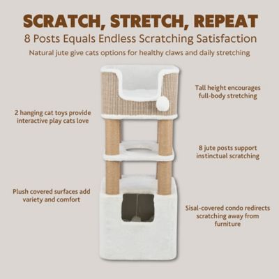 Image showing 5 th TRIXIE 39.8 in. Lucano Cat Tree with Condo, Scratching Posts, Removable Cushions and 2 Dangling Cat Toys