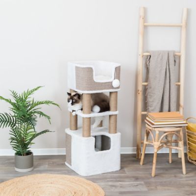 Image showing 7 th TRIXIE 39.8 in. Lucano Cat Tree with Condo, Scratching Posts, Removable Cushions and 2 Dangling Cat Toys