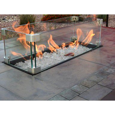 Image showing 10 th Hiland 60 in. x 31.5 in. AZ Patio Heaters Rectangular Bar Height Tile Top Propane Gas Fire Pit with Wind Screen