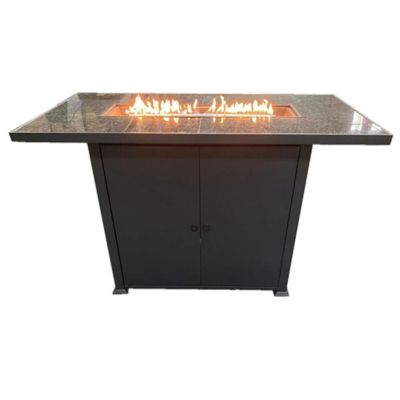 Image showing  60 in. x 31.5 in. AZ Patio Heaters Rectangular Bar Height Granite Top Propane Gas Fire Pit with Wind Screen