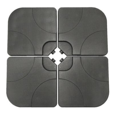 Image showing  AZ Patio Heaters Offset Cantilever Umbrella with LED Lights in Tan with Cantilever Umbrella Base Set(4pc), CTC-UMB-T