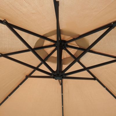 Image showing  10 ft. Octagonal AZ Patio Heaters LED Offset Cantilever Umbrella with Crank, Tan