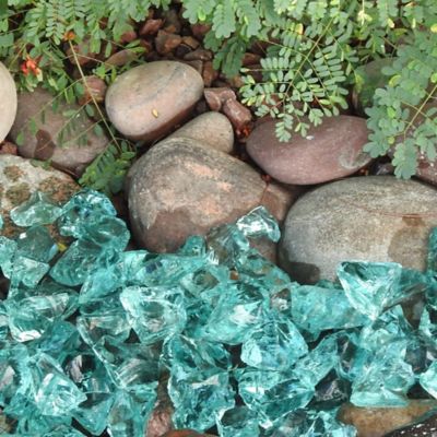Image showing  AZ Patio Heaters 20 lb. 30-50mm Landscape Recycled Glass in Aqua