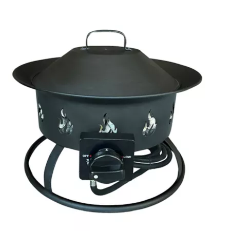 Hiland AZ Patio 19 in Round Portable Propane Gas Camping Fire Pit in Black Fire Pits