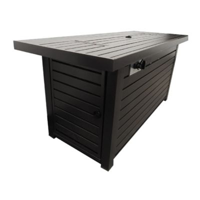 Image showing  54 in. x 22 in. AZ Patio Heaters Outdoor Rectangle Propane Gas Fire Pit in Hammered Bronze