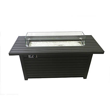 AZ Patio Heaters Outdoor Rectangle Fire Pit in Black Mocha with Wind Screen AZ Patio Heaters Outdoor Rectangle Fire Pit in Black Mocha with Wind Screen