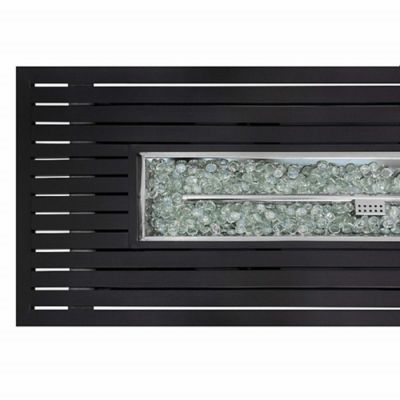 Image showing  54 in. x 22 in. AZ Patio Heaters Outdoor Rectangle Propane Gas Fire Pit in Black Mocha with Wind Screen