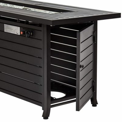 Image showing  54 in. x 22 in. AZ Patio Heaters Outdoor Rectangle Propane Gas Fire Pit in Black Mocha with Wind Screen