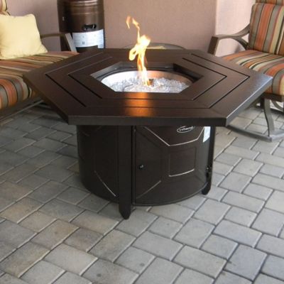 Image showing  45 in. AZ Patio Heaters Hammered Bronze Hexagon Propane Gas Fire Pit