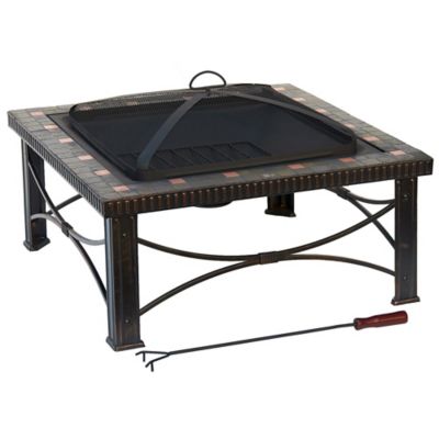 Hiland AZ Patio Heaters 30 in. Slate Tile Fire Pit, FT-51161B