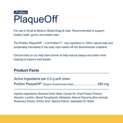 Image showing 6 th ProDen PlaqueOff Soft Pet Dental Chews for Small and Medium Breed Dogs and Cats, 45 ct.