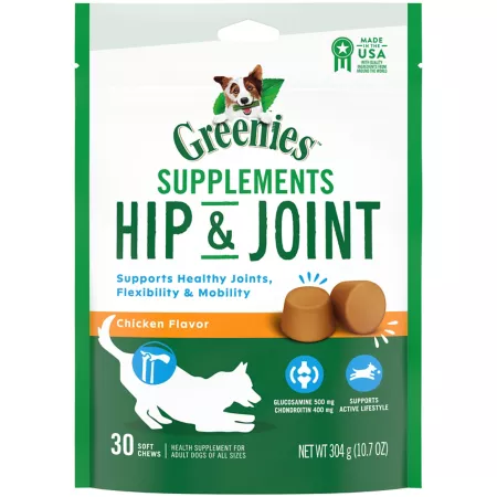 Greenies Gentle Chewable Hip and Joint Supplements with Glucosamine and Chondroitin for Adult Dogs of All Sizes Chicken 30 ct Dog Hip & Joint Care