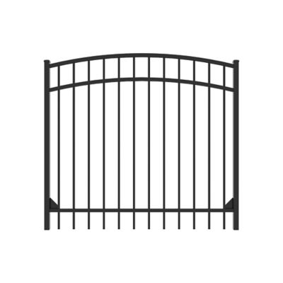 Fortress Building Products Athens 4 ft. x 5 ft. Aluminum Flat Top Design Fence Arched Walk Gate, 413480546M