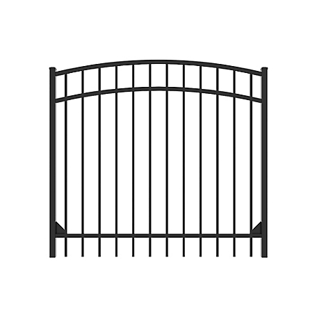 Fortress Building Products Athens 4 ft. x 5 ft. Aluminum Flat Top Design Fence Arched Walk Gate, 413480546M