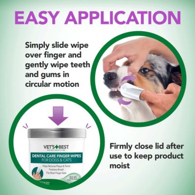 Image showing 5 th Vet's Best Dental Care Finger Wipes for Dogs and Cats, Mint, 50 ct.
