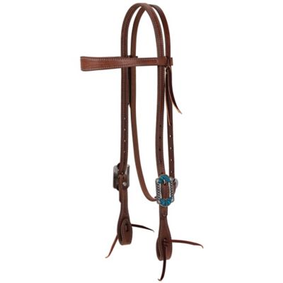 Weaver Equine Protack Headstall with Designer Hardware, Slim Browband