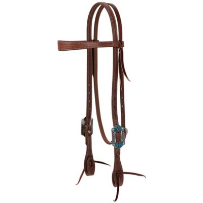 Weaver Leather Protack Headstall with Designer Hardware, Slim Browband