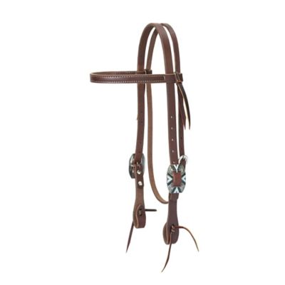 Weaver Equine Working Tack Browband Headstall, Rope Edge Hardware, Golden Chestnut