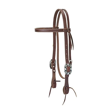 Weaver Leather Working Tack Browband Headstall, Rope Edge Hardware, Golden Chestnut