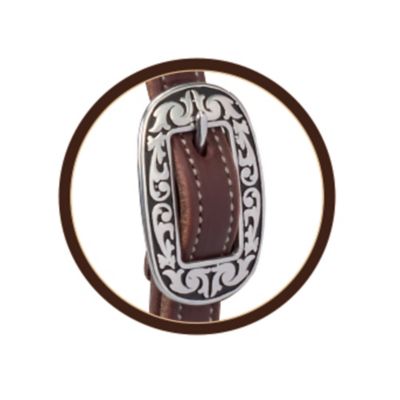 Image showing  Working Tack Straight Browband Headstall with Floral Hardware
