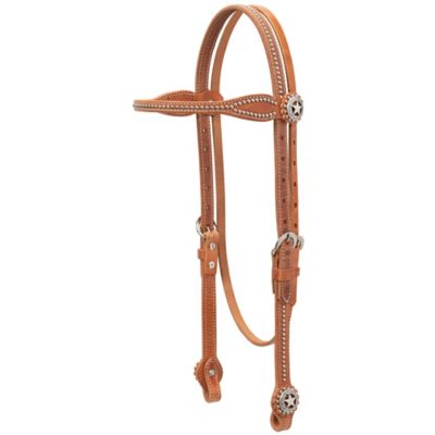 Weaver Leather Texas Star Browband Headstall, Hermann Oak Harness Leather