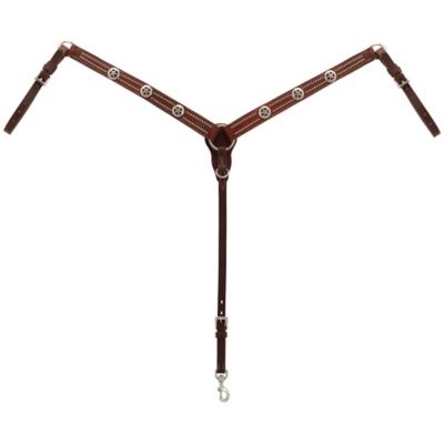Weaver Equine Texas Star Tapered Breast Collar, Oiled Canyon Rose Harness Leather