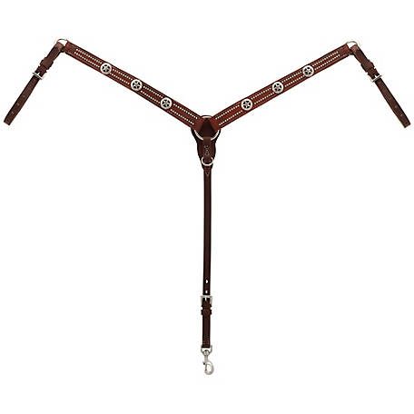 Weaver Leather Texas Star Tapered Breast Collar, Oiled Canyon Rose Harness Leather