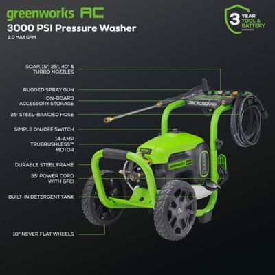 Image showing 8 th Greenworks 3,000 PSI 2.0 GPM Electric Cold Water Pressure Washer