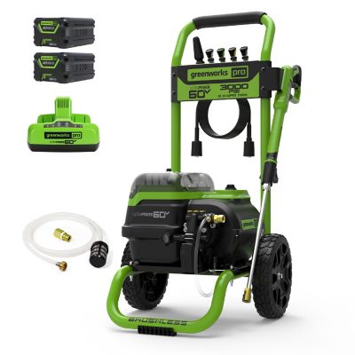 Greenworks 3,000 PSI 2.0 GPM 60V Cold Water Cordless Electric Pressure Washer with (2) 5.0Ah Batteries and Charger