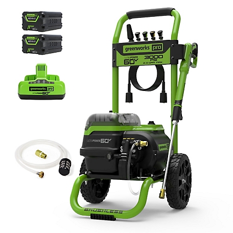 Greenworks 60V 3000 PSI 2.0 GPM Cold Water Cordless Electric Pressure Washer (2) 5.0Ah Battery and Charger