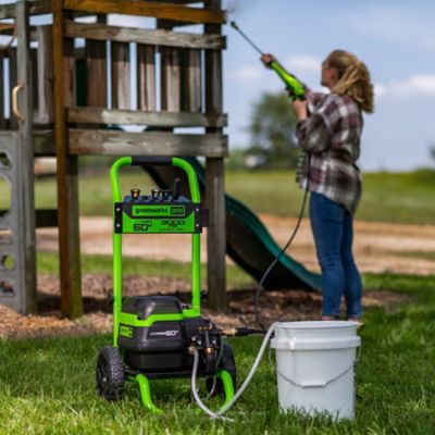 Image showing  3,000 PSI 2.0 GPM 60V Cold Water Cordless Electric Pressure Washer with (2) 5.0Ah Batteries and Charger