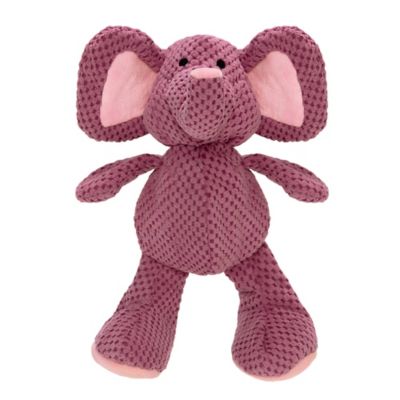 goDog Checkers Elephant Squeaky Plush Dog Toy with Chew Guard Technology