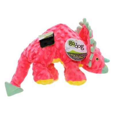 Image showing  Large Dinos Frills Squeaky Plush Dog Toy with Chew Guard Technology, Pink