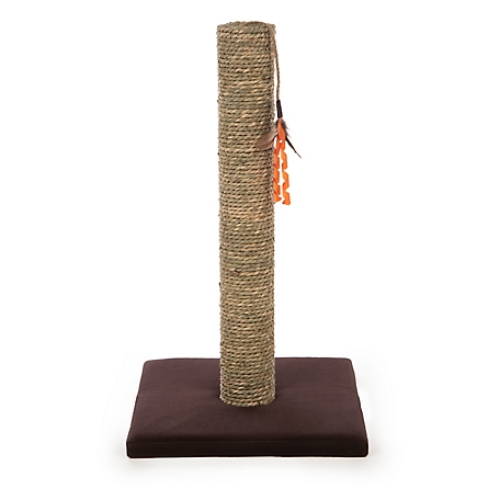SmartyKat Simply Scratch Interactive Seagrass Cat Scratch Post with Feather Cat Toy