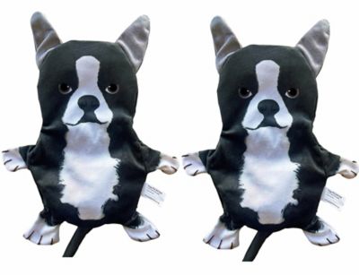 Piggy Poo and Crew Boston Terrier Paper Crinkle Squeaker Dog Toys, 2-Pack