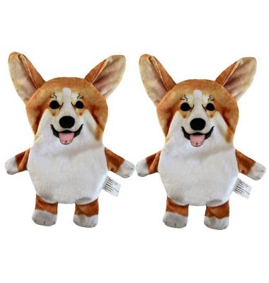 Piggy Poo and Crew Corgi Paper Crinkle Squeaker Dog Toys, 2-Pack