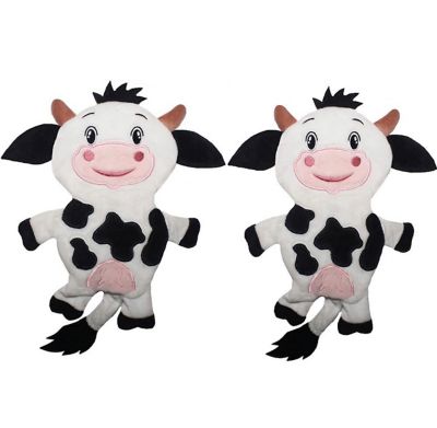 Piggy Poo and Crew Cow Paper Crinkle Squeaker Dog Toys, 2-Pack