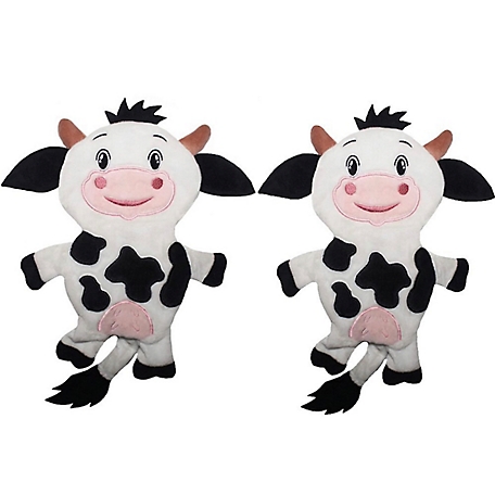 Piggy Poo and Crew Cow Paper Crinkle Squeaker Dog Toys, 2-Pack