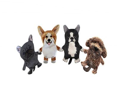 Piggy Poo and Crew Assorted Dog Paper Crinkle Squeaker Dog Toys, 4-Pack