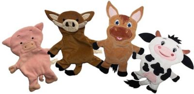 Piggy Poo and Crew Farm Animals Paper Crinkle Squeaker Dog Toys, 4-Pack