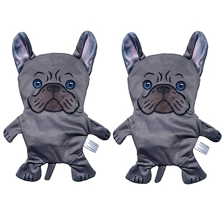 Piggy Poo and Crew French Bulldog Paper Crinkle Squeaker Dog Toys, 2-Pack