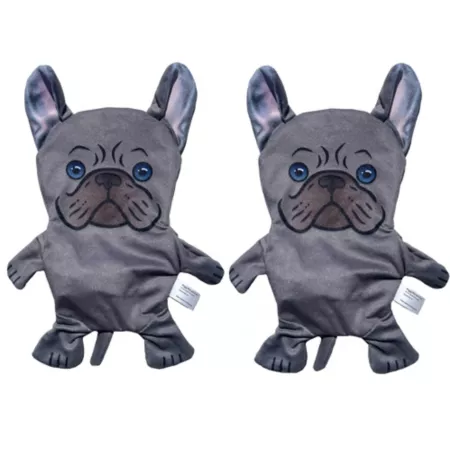 Piggy Poo and Crew French Bulldog Crinkle Paper Squeaky Toys (Pack of 2) Dog Plush Toys