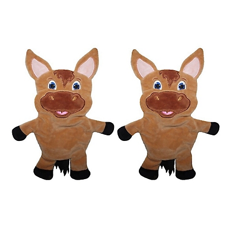 Piggy Poo and Crew Horse Paper Crinkle Squeaker Dog Toys, 2-Pack