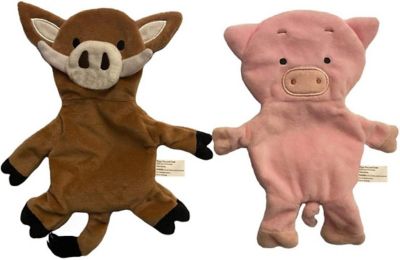 Piggy Poo and Crew Pig and Boar Paper Crinkle Squeaker Dog Toys, 2-Pack