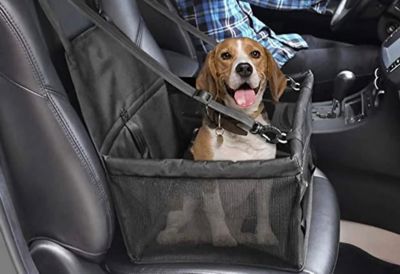 Image showing  Pet Safety Car Seat with Clip-On Safety Leash and Support Bars