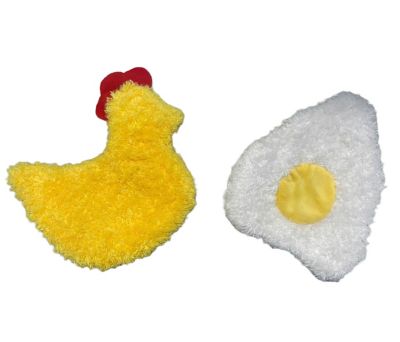 Piggy Poo and Crew Chicken and Egg Paper Crinkle Squeaker Dog Toys, 2-Pack