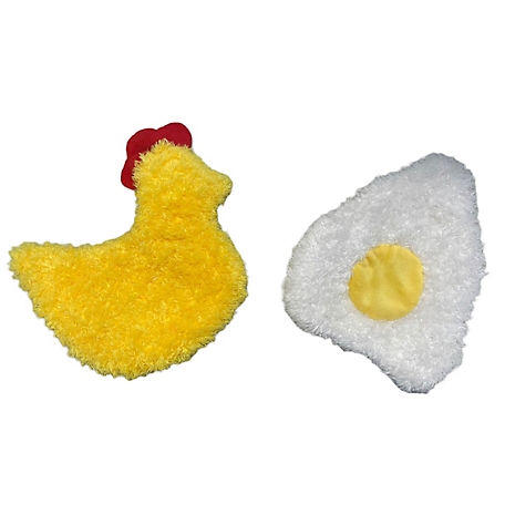 Piggy Poo and Crew Chicken and Egg Paper Crinkle Squeaker Dog Toys, 2-Pack