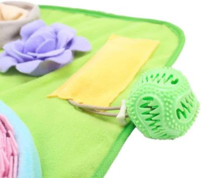 Image showing  Double-Bowl Dog Snuffle Mat with Treat Ball and Squeakers